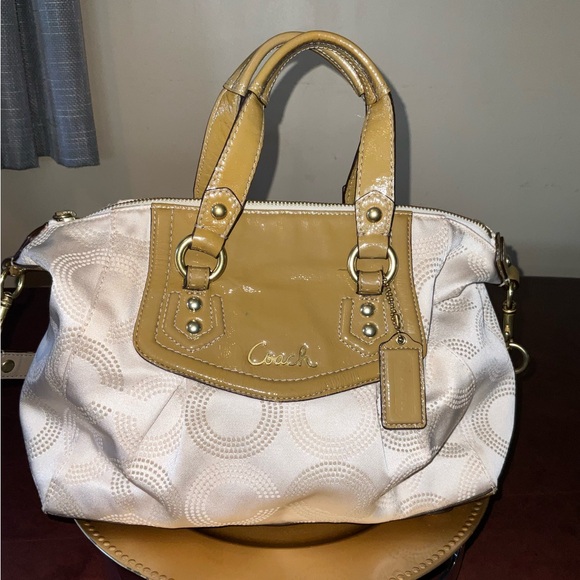 Coach Ashley Dotted Op Art Sateen Satchel Y2K PRISTINE unique patent feminine - Picture 1 of 15